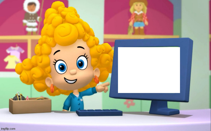 High Quality Bubble Guppies Deema pointing Blank Meme Template