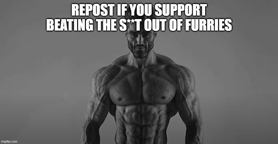 ik i do | REPOST IF YOU SUPPORT BEATING THE S**T OUT OF FURRIES | image tagged in mega chad | made w/ Imgflip meme maker