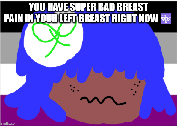Breast pain? Why you? PS Damon Albarn and Jamie Hewlett will not die next year | YOU HAVE SUPER BAD BREAST PAIN IN YOUR LEFT BREAST RIGHT NOW🕎 | image tagged in lgbtq stream account profile | made w/ Imgflip meme maker