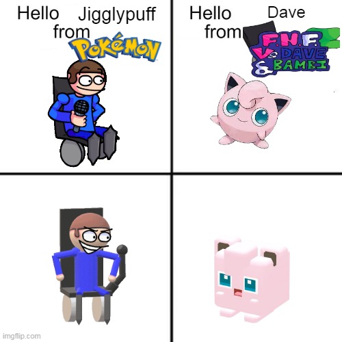 They both 3D | Dave; Jigglypuff | image tagged in hello person from,dave and bambi,jigglypuff,pokemon memes,pokemon | made w/ Imgflip meme maker
