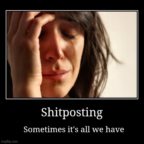 Shitposting | Sometimes it's all we have | image tagged in funny,demotivationals | made w/ Imgflip demotivational maker