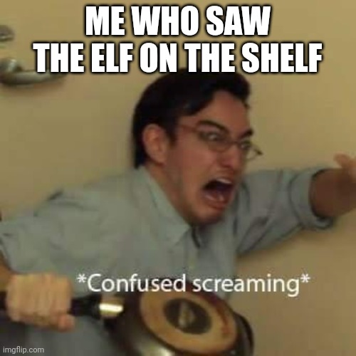 filthy frank confused scream | ME WHO SAW THE ELF ON THE SHELF | image tagged in filthy frank confused scream | made w/ Imgflip meme maker