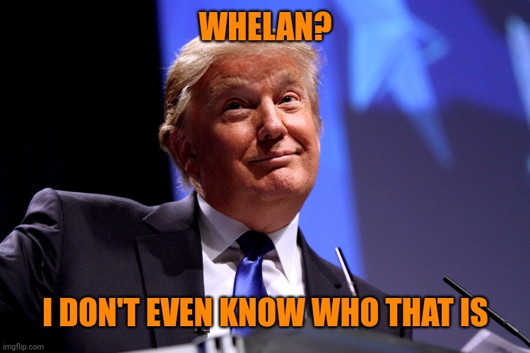 Donald Trump No2 | WHELAN? I DON'T EVEN KNOW WHO THAT IS | image tagged in donald trump no2 | made w/ Imgflip meme maker