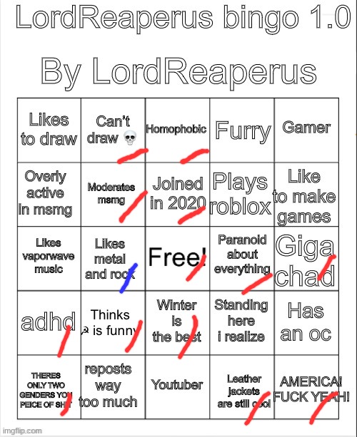 Note: Rock & metal are Ok, but I prefer Russian or Polish Хардбасс. I don't listen to that latvian shit | image tagged in lordreaperus bingo 1 0 | made w/ Imgflip meme maker