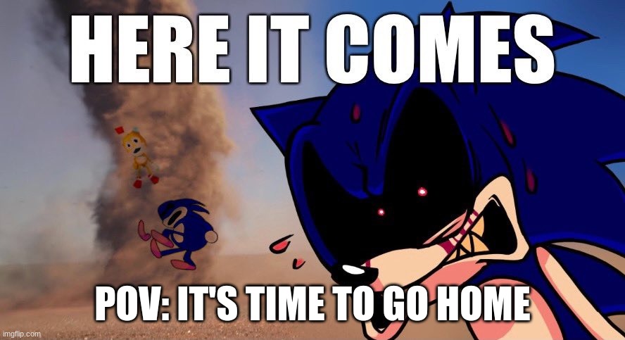 when will this day end | POV: IT'S TIME TO GO HOME | image tagged in memes,sonicexe | made w/ Imgflip meme maker