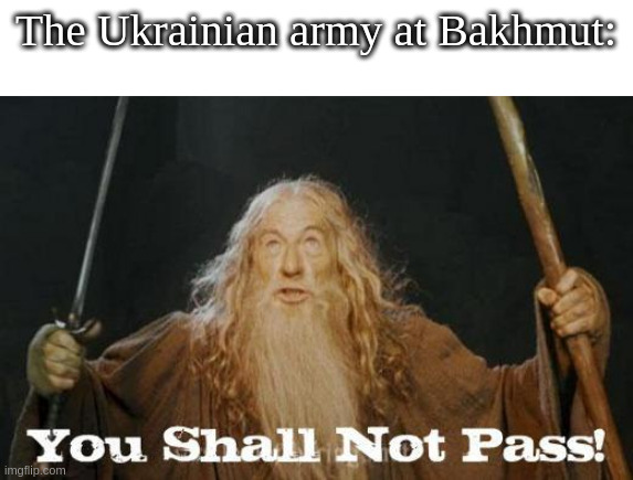 on ne passe pas | The Ukrainian army at Bakhmut: | image tagged in gandalf you shall not pass | made w/ Imgflip meme maker