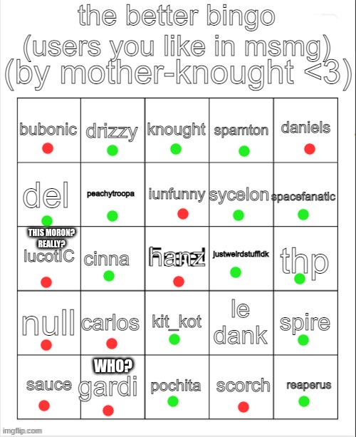So I did the "better" bingo (But you forgor tiffememes) | THIS MORON?
REALLY? WHO? | made w/ Imgflip meme maker