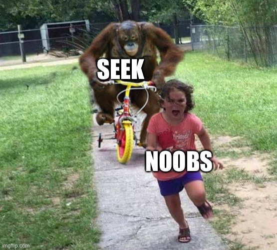 Run! | SEEK NOOBS | image tagged in run | made w/ Imgflip meme maker