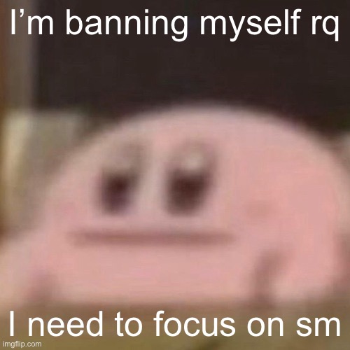 kirb | I’m banning myself rq; I need to focus on sm | image tagged in kirb | made w/ Imgflip meme maker