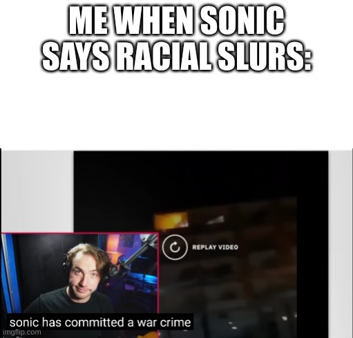 True! :D | ME WHEN SONIC SAYS RACIAL SLURS: | image tagged in limenade - sonic has commited a war crime | made w/ Imgflip meme maker