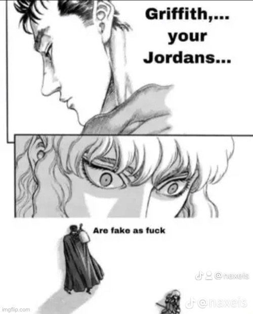 This is berserk, right? | image tagged in anime,jordans,memes | made w/ Imgflip meme maker