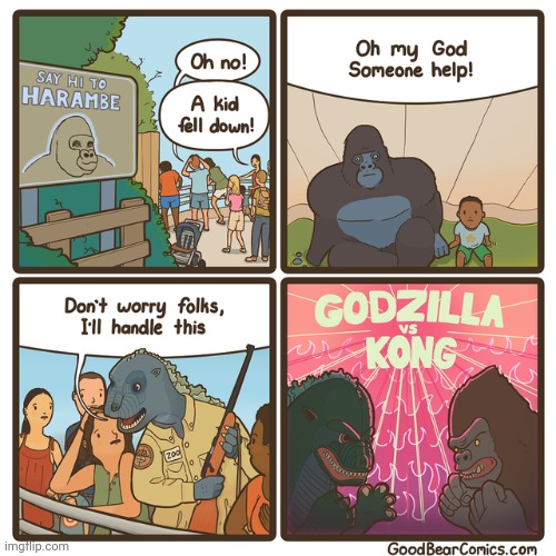 Godzilla vs Kong | image tagged in godzilla,kong,comics,comic,comics/cartoons,harambe | made w/ Imgflip meme maker