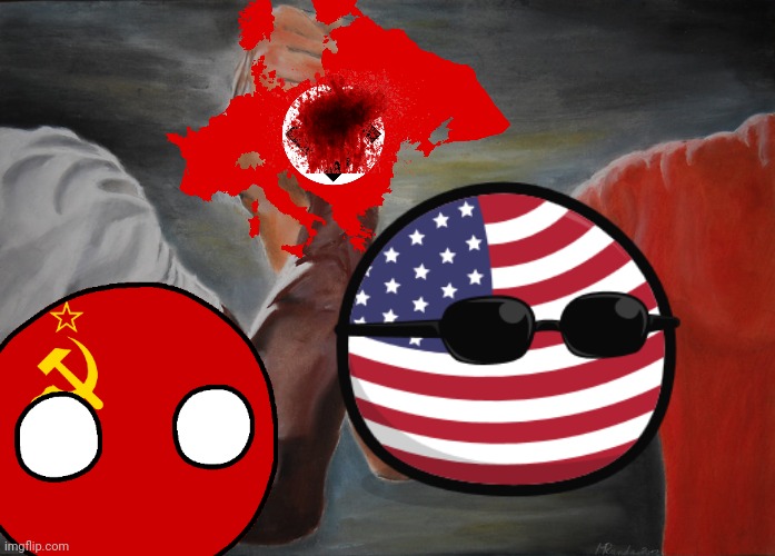 Context: the end of ww2 | image tagged in memes,epic handshake | made w/ Imgflip meme maker