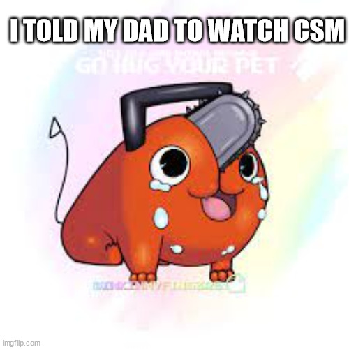 pochita sad | I TOLD MY DAD TO WATCH CSM | image tagged in pochita sad | made w/ Imgflip meme maker