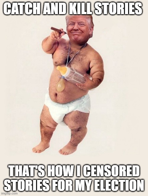 diaper donny | CATCH AND KILL STORIES; THAT'S HOW I CENSORED STORIES FOR MY ELECTION | image tagged in diaper donny | made w/ Imgflip meme maker