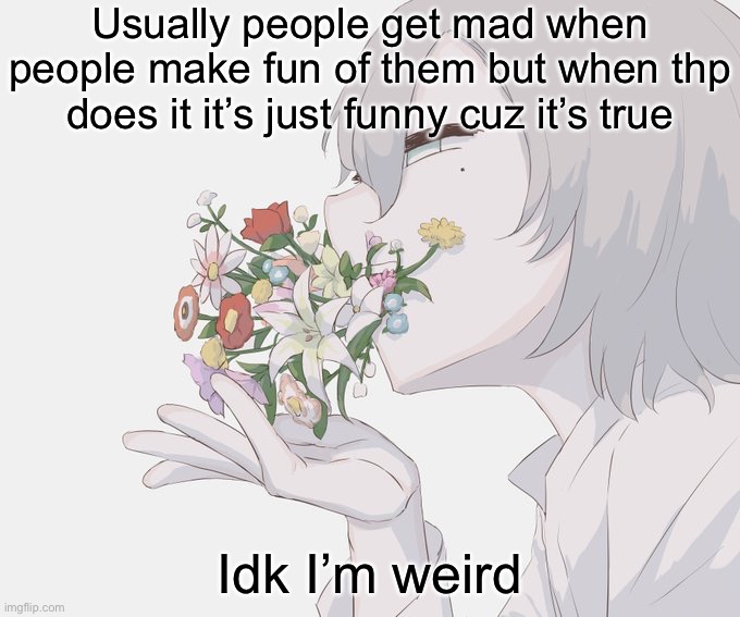 Avogado6 | Usually people get mad when people make fun of them but when thp does it it’s just funny cuz it’s true; Idk I’m weird | image tagged in avogado6 | made w/ Imgflip meme maker