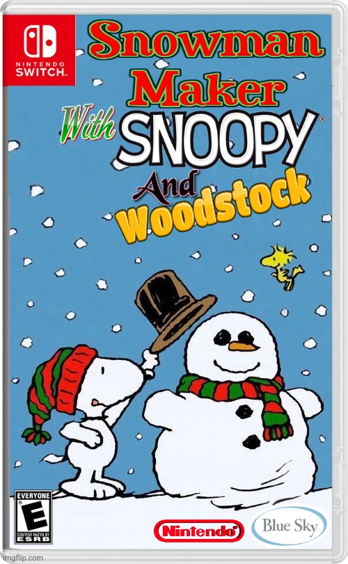 MAKE SNOWMEN WITH SNOOPY! | image tagged in nintendo switch,snoopy,snowman,woodstock,christmas,fake switch games | made w/ Imgflip meme maker