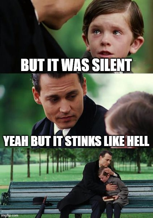 Finding Neverland | BUT IT WAS SILENT; YEAH BUT IT STINKS LIKE HELL | image tagged in memes,finding neverland | made w/ Imgflip meme maker