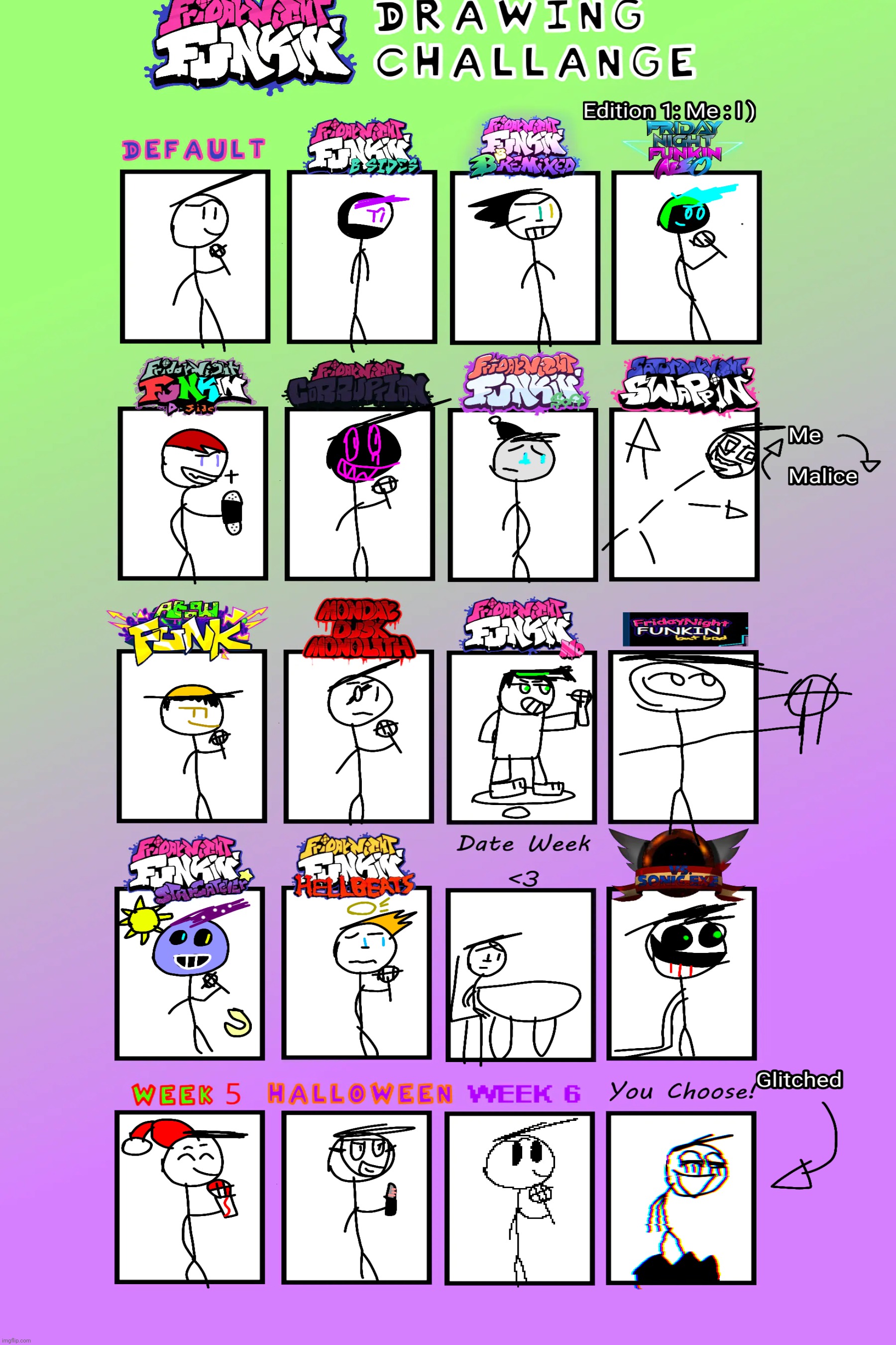 Me in different fnf artstyles! | image tagged in fnf | made w/ Imgflip meme maker