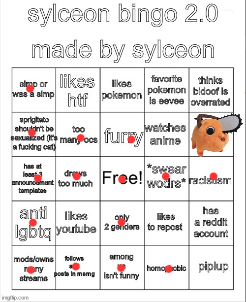 sylceon bingo 2.0 | image tagged in sylceon bingo 2 0 | made w/ Imgflip meme maker