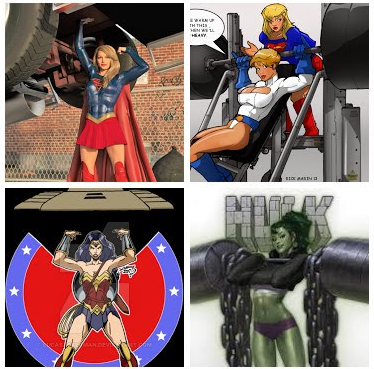 Quad-Superheroine Collage 3 Blank Meme Template