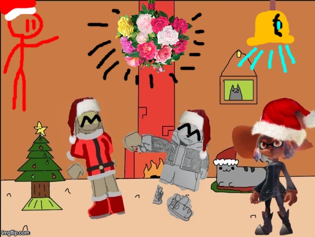 Redi brought the Beldum chandelier with him + some mistletoe flowers | made w/ Imgflip meme maker