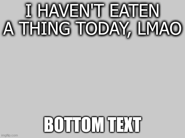 I HAVEN'T EATEN A THING TODAY, LMAO; BOTTOM TEXT | made w/ Imgflip meme maker
