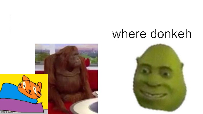 Shrek flex | where donkeh | image tagged in shrek flex | made w/ Imgflip meme maker