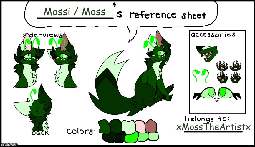 IM BACK! And as a little-- Hello-- I guess- I redrew Mossi and her ref! [ Doing Ghostie next ] | made w/ Imgflip meme maker