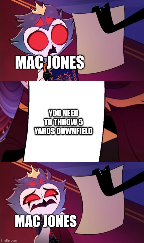 They really cut Cam Newton for this guy?? | MAC JONES; YOU NEED TO THROW 5 YARDS DOWNFIELD; MAC JONES | image tagged in crying child stolas | made w/ Imgflip meme maker