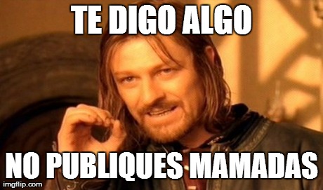 One Does Not Simply Meme | TE DIGO ALGO NO PUBLIQUES MAMADAS | image tagged in memes,one does not simply | made w/ Imgflip meme maker