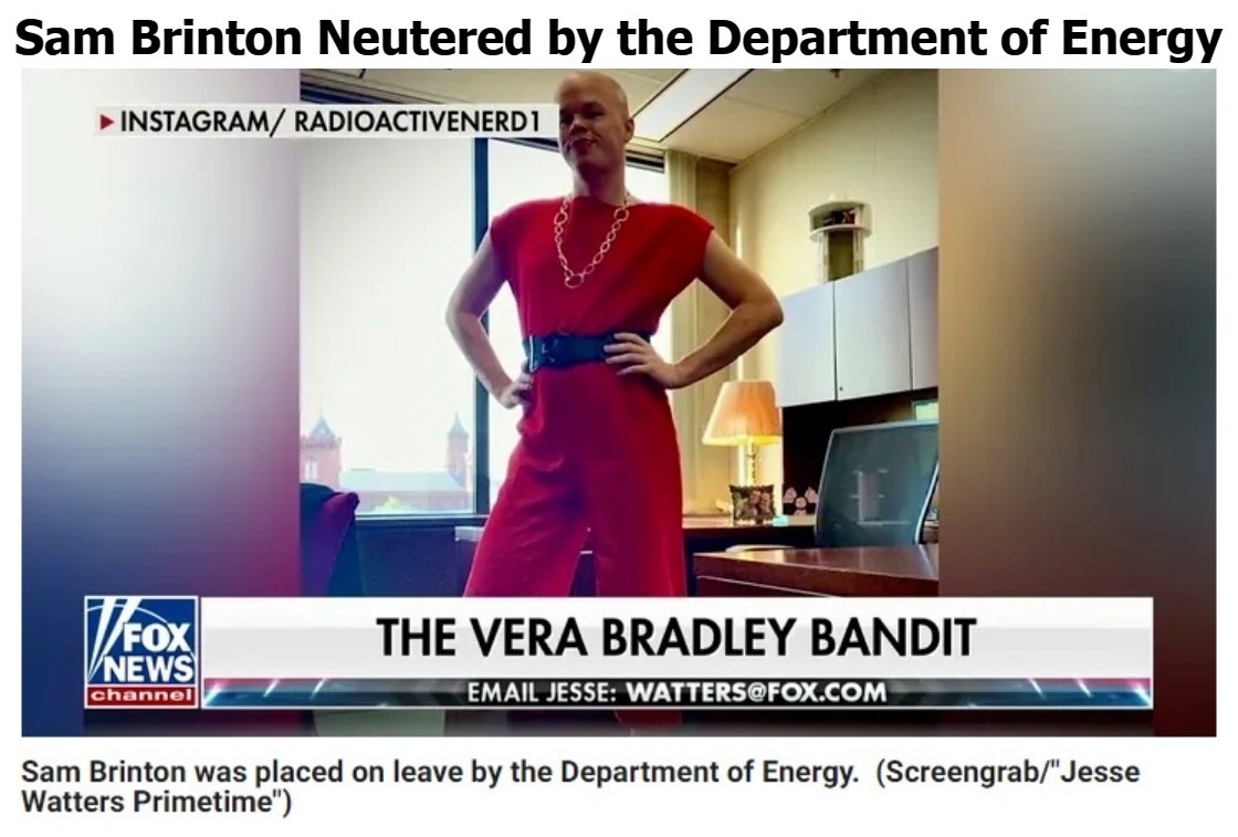 Sam Brinton Neutered by the Department of Energy | image tagged in sam brinton,neutered,finish the job,tired of hearing about transgenders | made w/ Imgflip meme maker