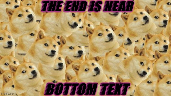 Multi Doge Meme | THE END IS NEAR; BOTTOM TEXT | image tagged in memes,multi doge | made w/ Imgflip meme maker