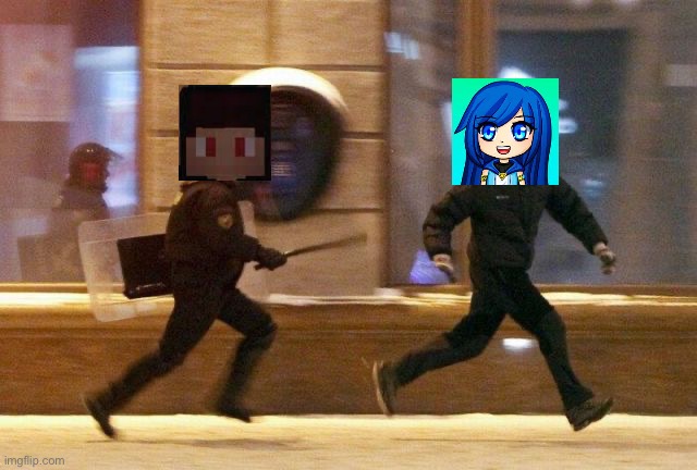 ItsFunneh Runs away from This Brainlet shipper | image tagged in police chasing guy | made w/ Imgflip meme maker