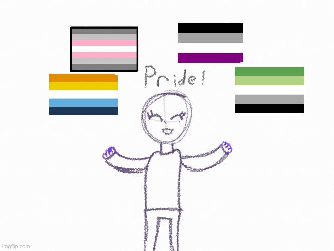 I might finish this but idk- (had the 3 flags as reference, only re-drew the demigirl flag) | made w/ Imgflip meme maker