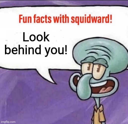 Watching spongebob at 3am | Look behind you! | image tagged in fun facts with squidward | made w/ Imgflip meme maker