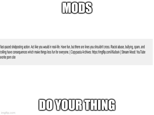 MODS; DO YOUR THING | image tagged in imgflip mods | made w/ Imgflip meme maker