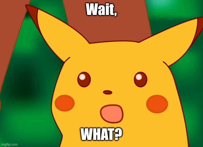 HD Suprised Pikachu | Wait, WHAT? | image tagged in hd suprised pikachu | made w/ Imgflip meme maker