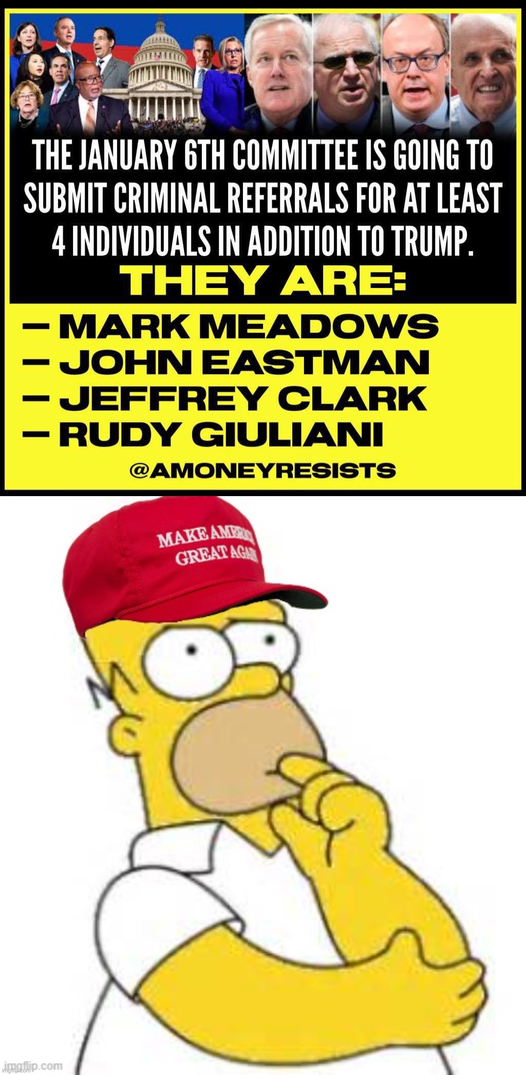 Troll of the Day: These guys | image tagged in jan 6 criminal referrals,maga homer simpson hmmmmm | made w/ Imgflip meme maker
