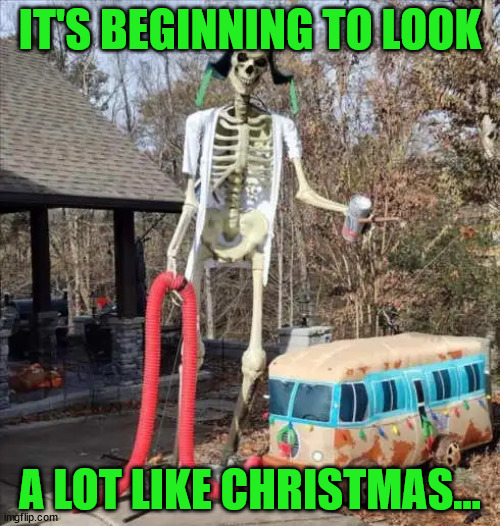 Don't you just love Christmas decorations? | IT'S BEGINNING TO LOOK; A LOT LIKE CHRISTMAS... | image tagged in christmas | made w/ Imgflip meme maker