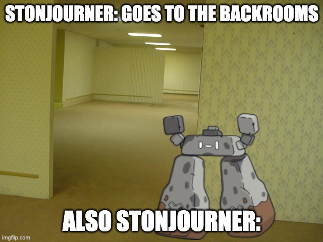 definitely epic | STONJOURNER: GOES TO THE BACKROOMS; ALSO STONJOURNER: | image tagged in the backrooms,stonjourner | made w/ Imgflip meme maker