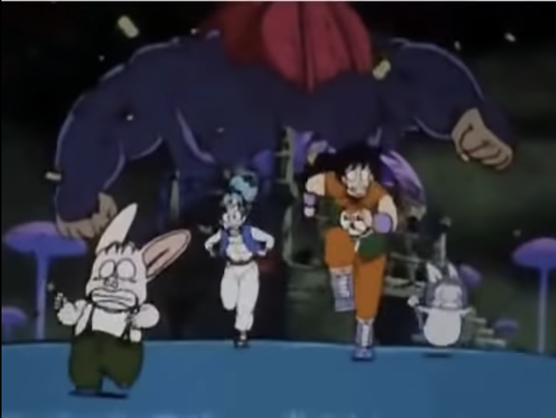 High Quality Bulma, Yamcha, Oolong and Puar running away Blank Meme Template