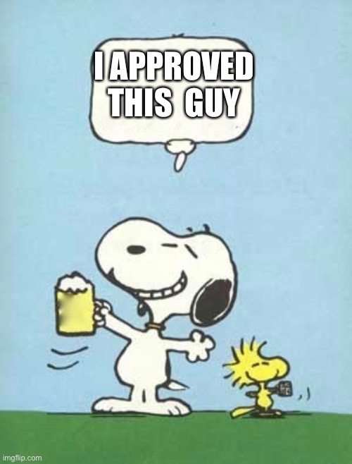 Snoopy | I APPROVED THIS  GUY | image tagged in snoopy | made w/ Imgflip meme maker