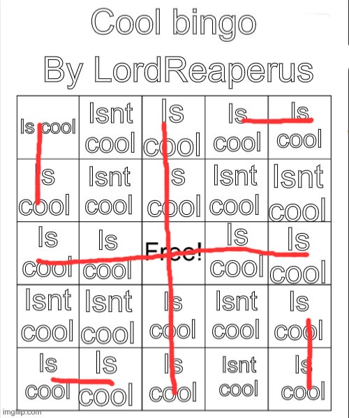 Cool bingo | image tagged in cool bingo | made w/ Imgflip meme maker