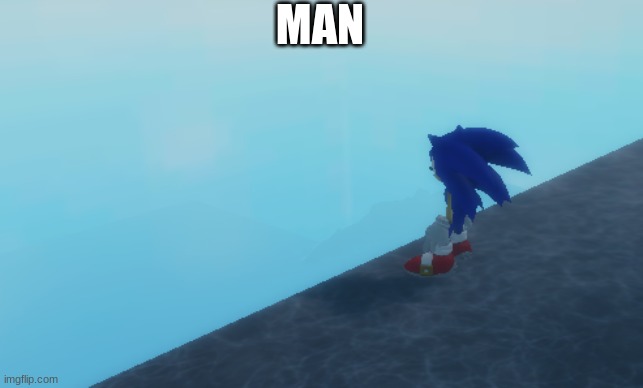 Posting a meme everyday until I get Sonic Frontiers - Day 1 | MAN | image tagged in sonic,sonicfrontiers,man,oh wow are you actually reading these tags | made w/ Imgflip meme maker