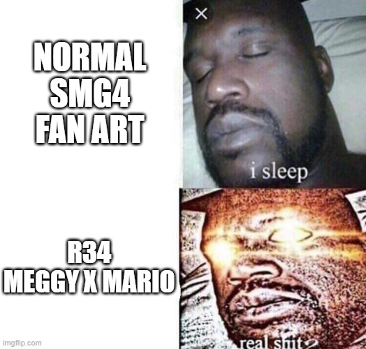 i sleep real shit | NORMAL SMG4 FAN ART R34 MEGGY X MARIO | image tagged in i sleep real shit | made w/ Imgflip meme maker