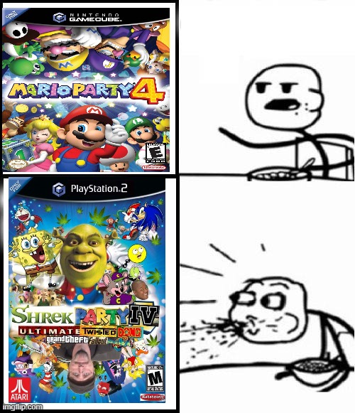 Mario Party 4 Be Like | image tagged in blank serial cereal guy | made w/ Imgflip meme maker