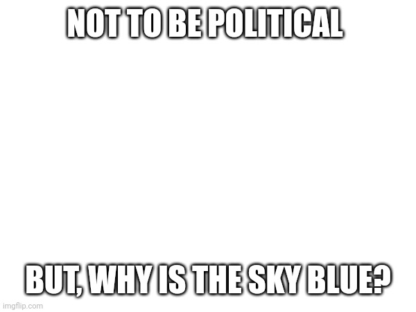 Why? | NOT TO BE POLITICAL; BUT, WHY IS THE SKY BLUE? | image tagged in stop reading the tags | made w/ Imgflip meme maker