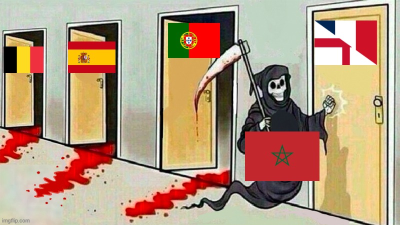 Marokko going from door to door | image tagged in death knocking at the door | made w/ Imgflip meme maker