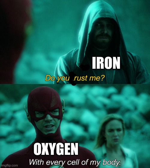 pffffffffffffffffffffffffffffffffffff HA | IRON; OXYGEN | image tagged in do you trust me | made w/ Imgflip meme maker